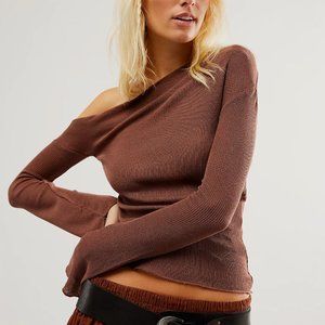 Free People Brown Off-Shoulder Blouse